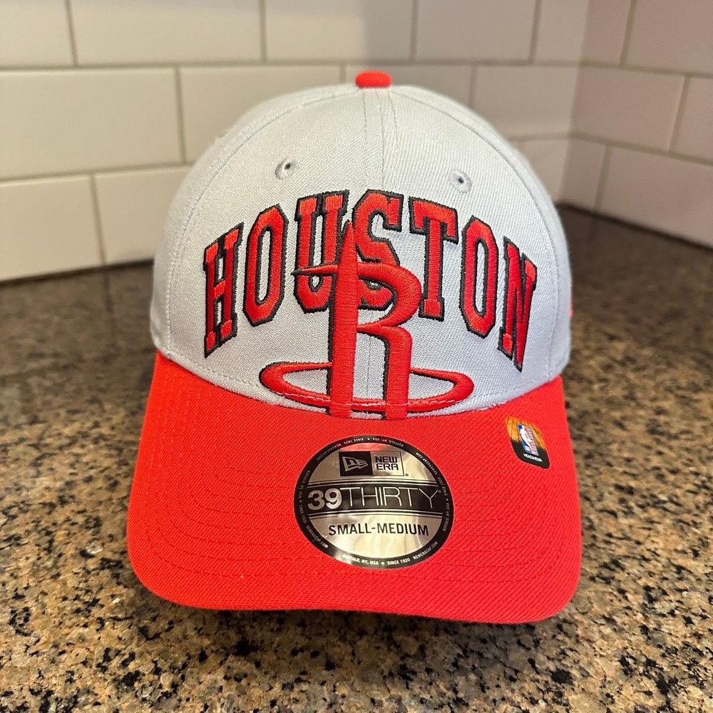 Houston Rockets New Era 39THIRTY Hat S/M Grey Red Stretch Fit NBA Cap New